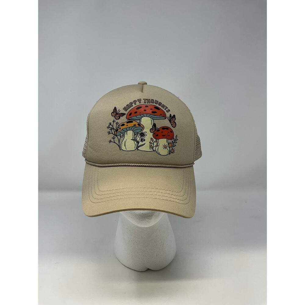 Mushroom Trucker Hat / Baseball Cap Hippy Shrooms Happy Thoughts